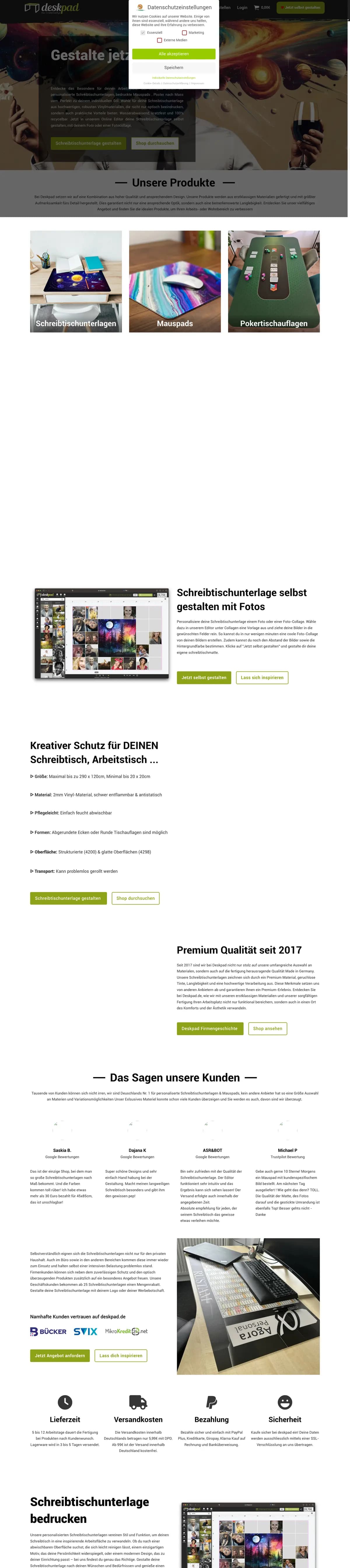 Screenshot der Website von deskpad