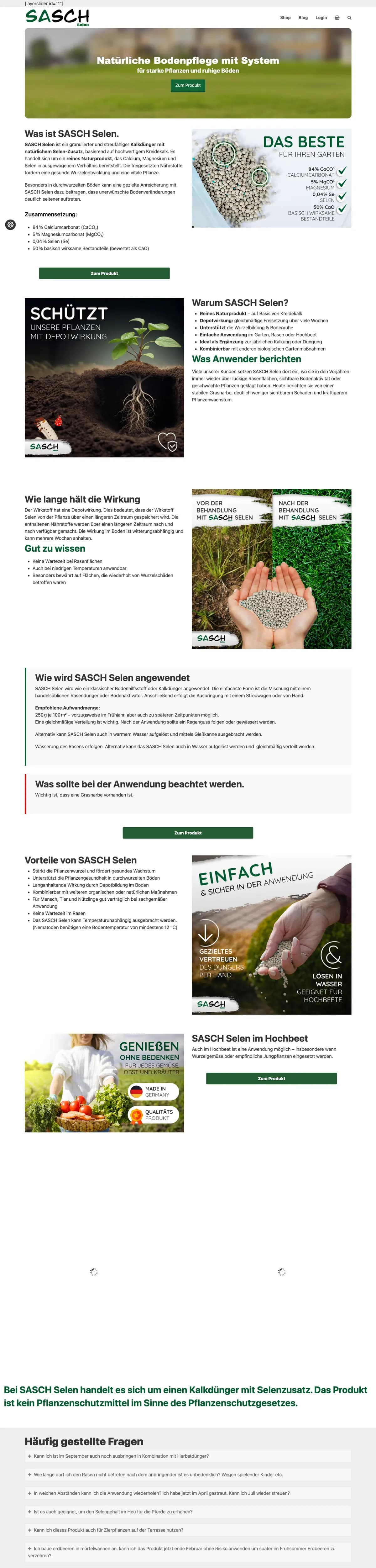 Screenshot der Website von Sasch Selen®