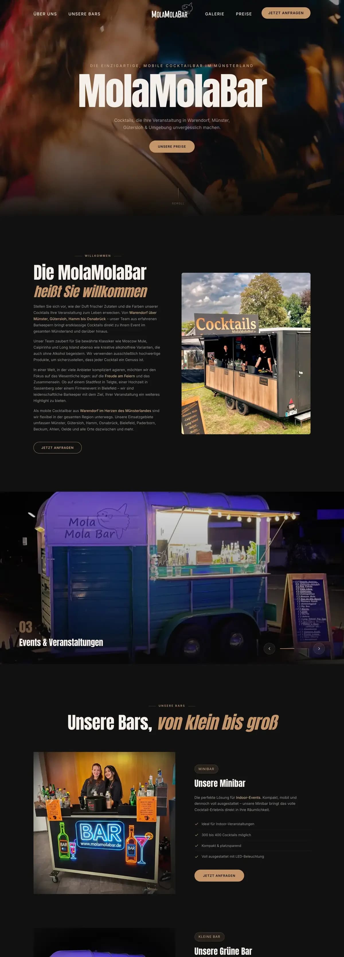 Screenshot der Website von MolaMolaBar